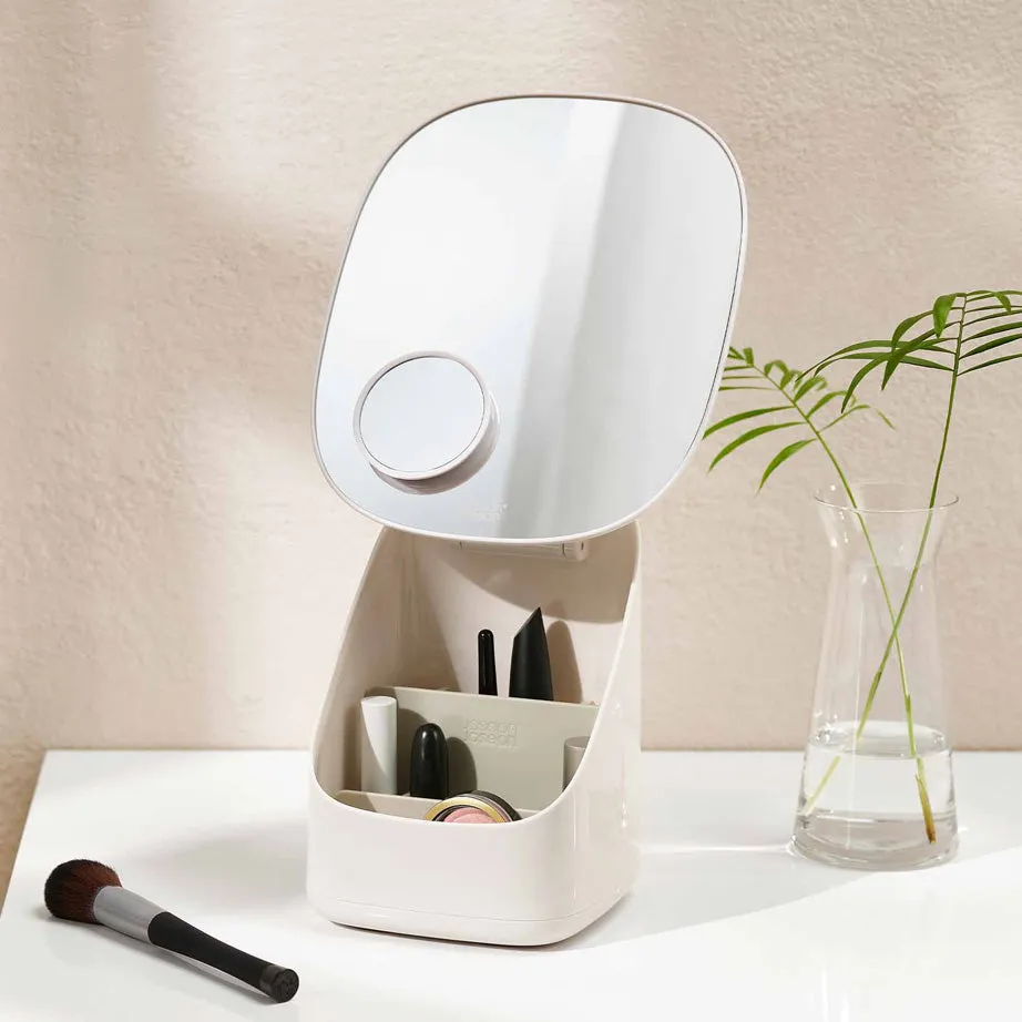 Viva Pedestal Mirror with Cosmetic Organizer