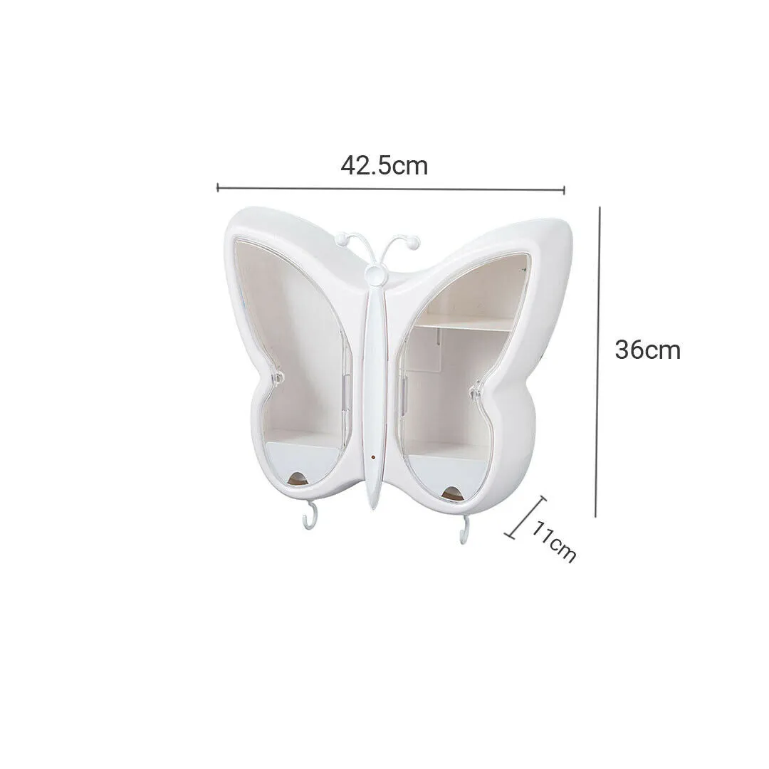 Wall Mounted Butterfly Shape Organiser Makeup Unit Waterproof Bathroom