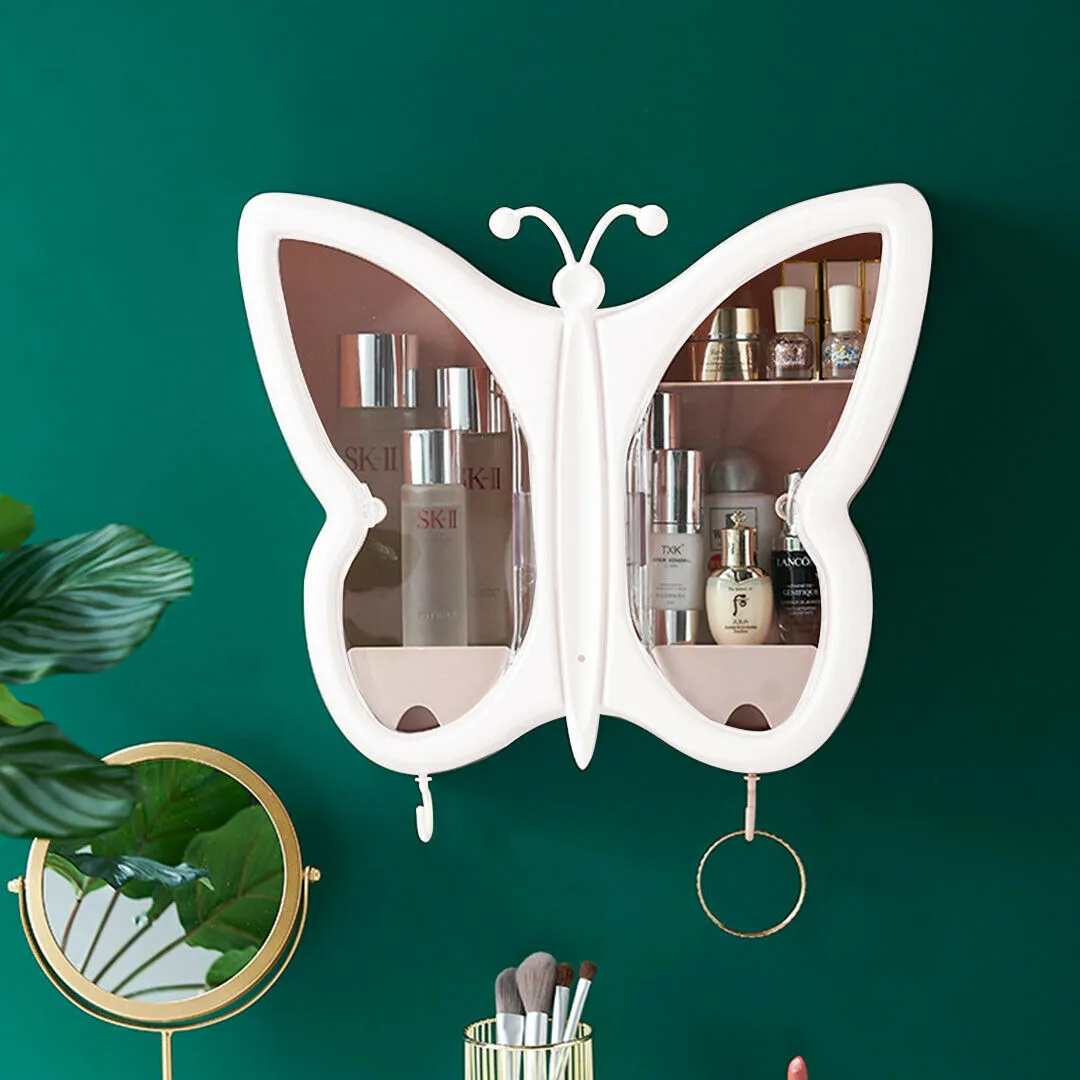 Wall Mounted Butterfly Shape Organiser Makeup Unit Waterproof Bathroom