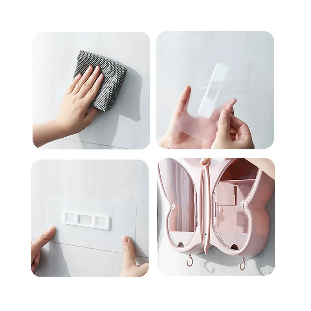 Wall Mounted Butterfly Shape Organiser Makeup Unit Waterproof Bathroom