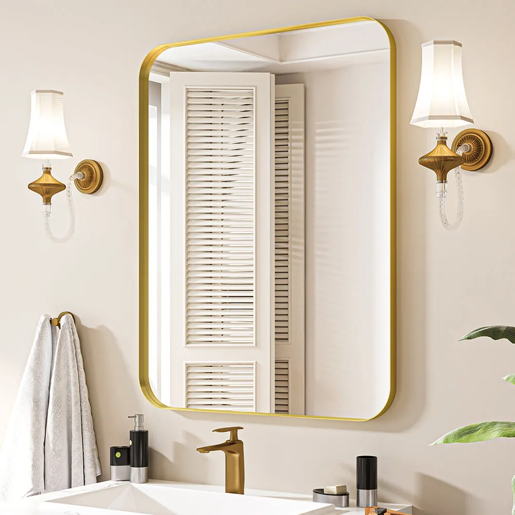 Waterpar® 28 in. W x 36 in. H Rectangular Aluminum Framed Wall Bathroom Vanity Mirror