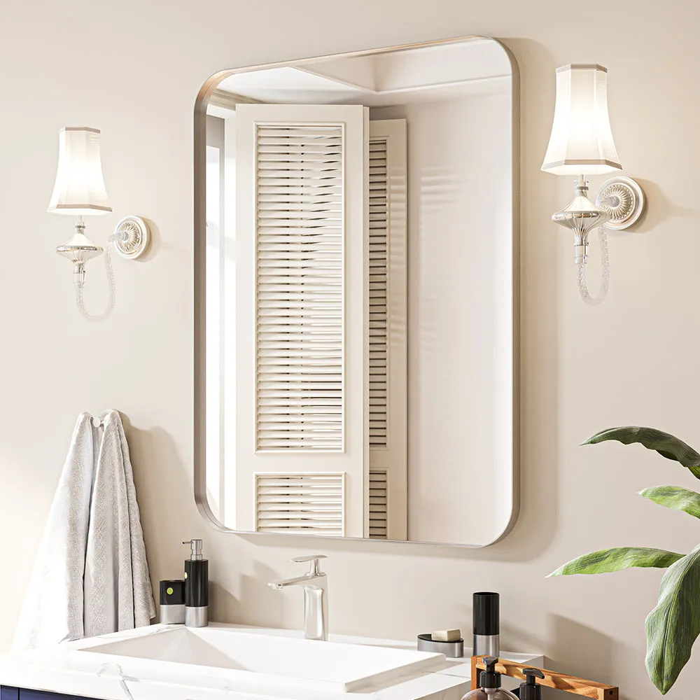 Waterpar® 28 in. W x 36 in. H Rectangular Aluminum Framed Wall Bathroom Vanity Mirror