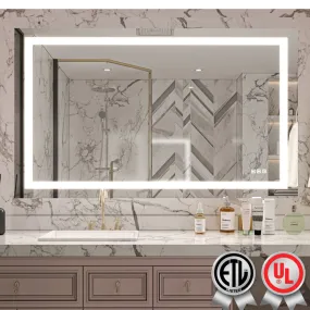 Waterpar® 60 in. W x 36 in. H Rectangular Frameless Anti-Fog LED Wall Bathroom Vanity Mirror with Front Light
