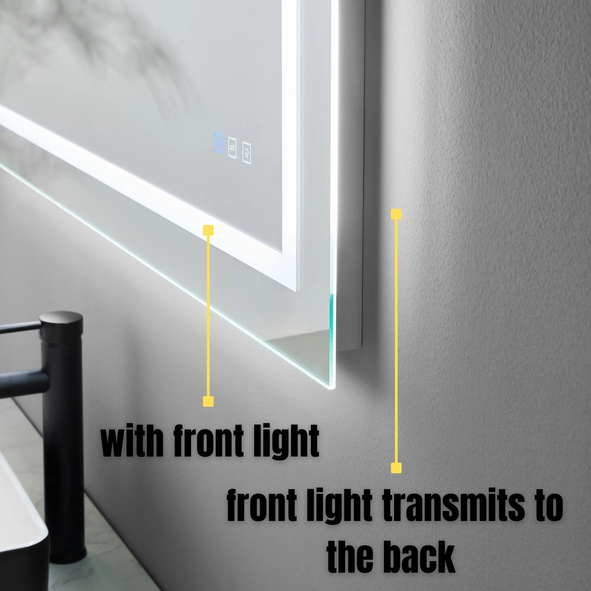 Waterpar® 60 in. W x 36 in. H Rectangular Frameless Anti-Fog LED Wall Bathroom Vanity Mirror with Front Light