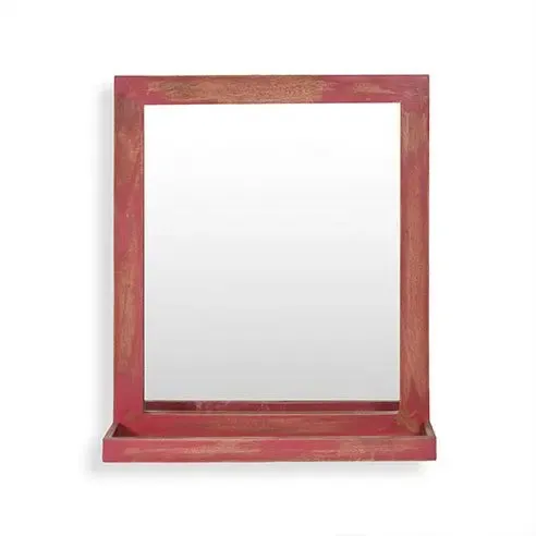 Weathered Red Bath Mirror with Shelve
