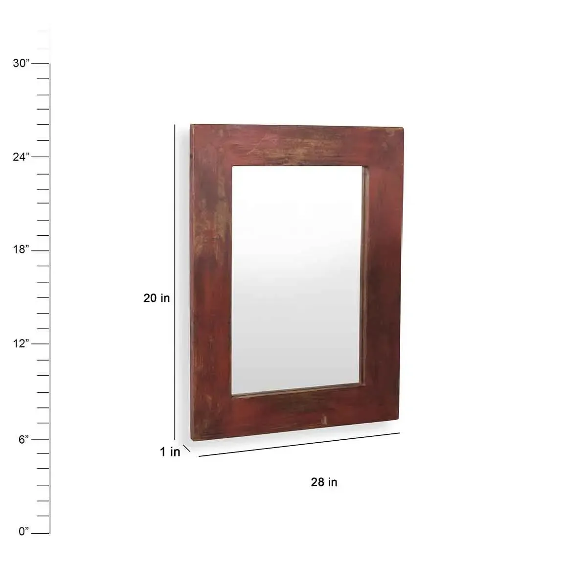 Weathered Red Bath Mirror