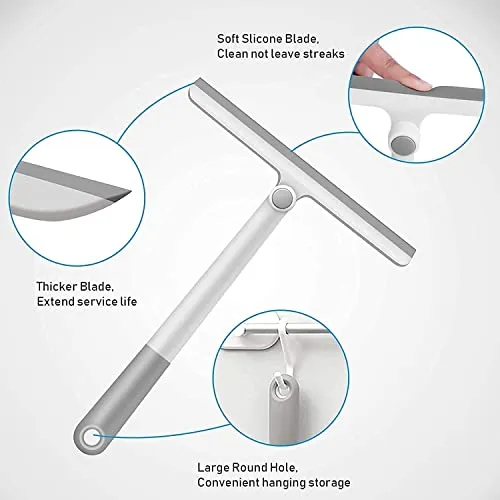 Wiper - UCRAVO 360° Rotatable Cleaning Glass Wiper Window Cleaner, Silicone Squeegee for Bathroom, Windows, and Car Glass, Window Squeegee, Mirror Scraper Brush with Soft Rubber (Multicolor)