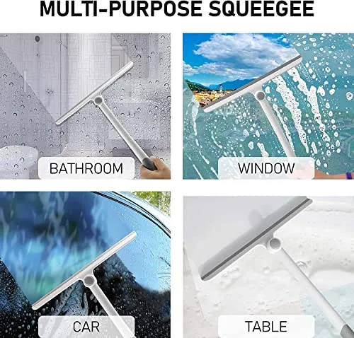 Wiper - UCRAVO 360° Rotatable Cleaning Glass Wiper Window Cleaner, Silicone Squeegee for Bathroom, Windows, and Car Glass, Window Squeegee, Mirror Scraper Brush with Soft Rubber (Multicolor)