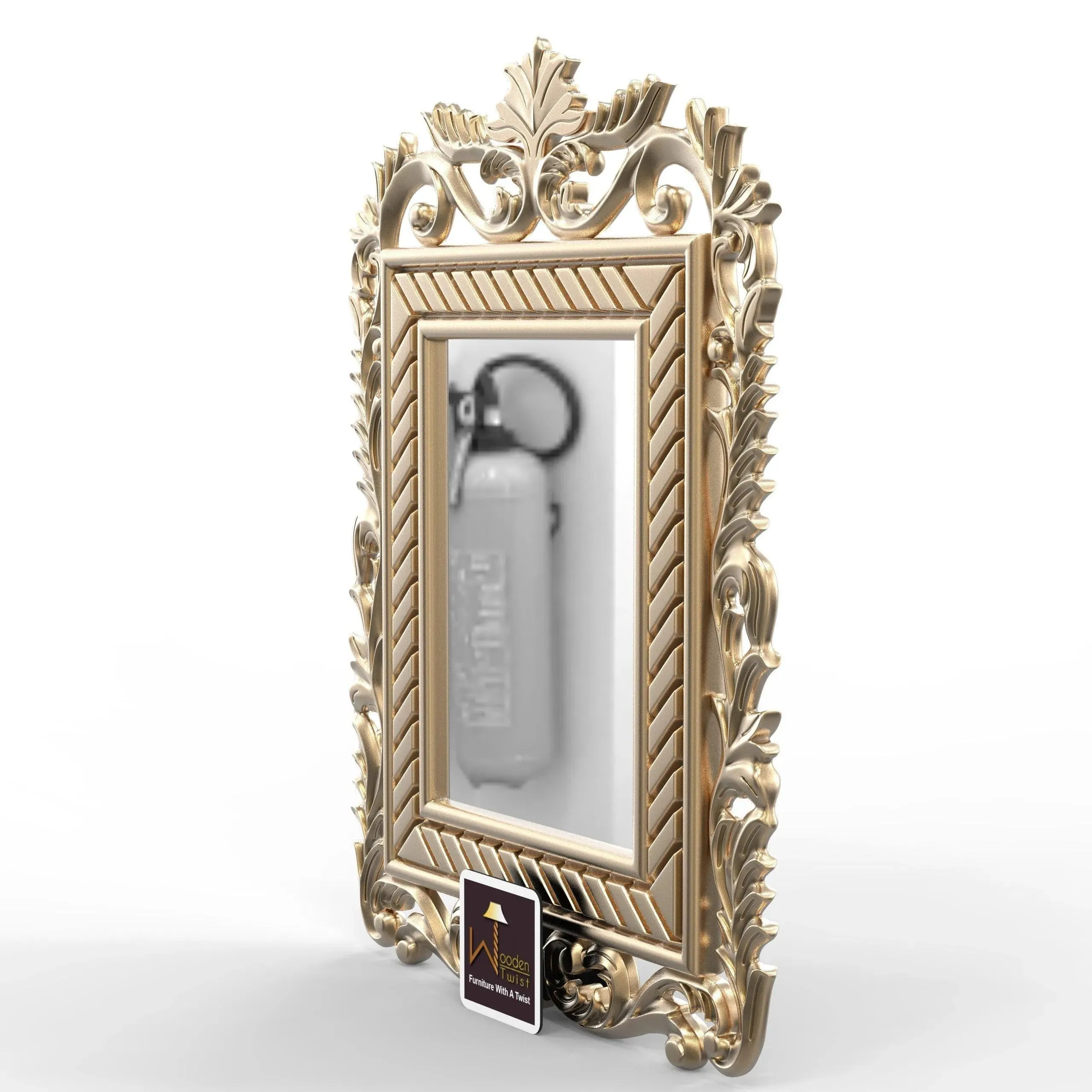Wooden Carved Mirror (Golden)