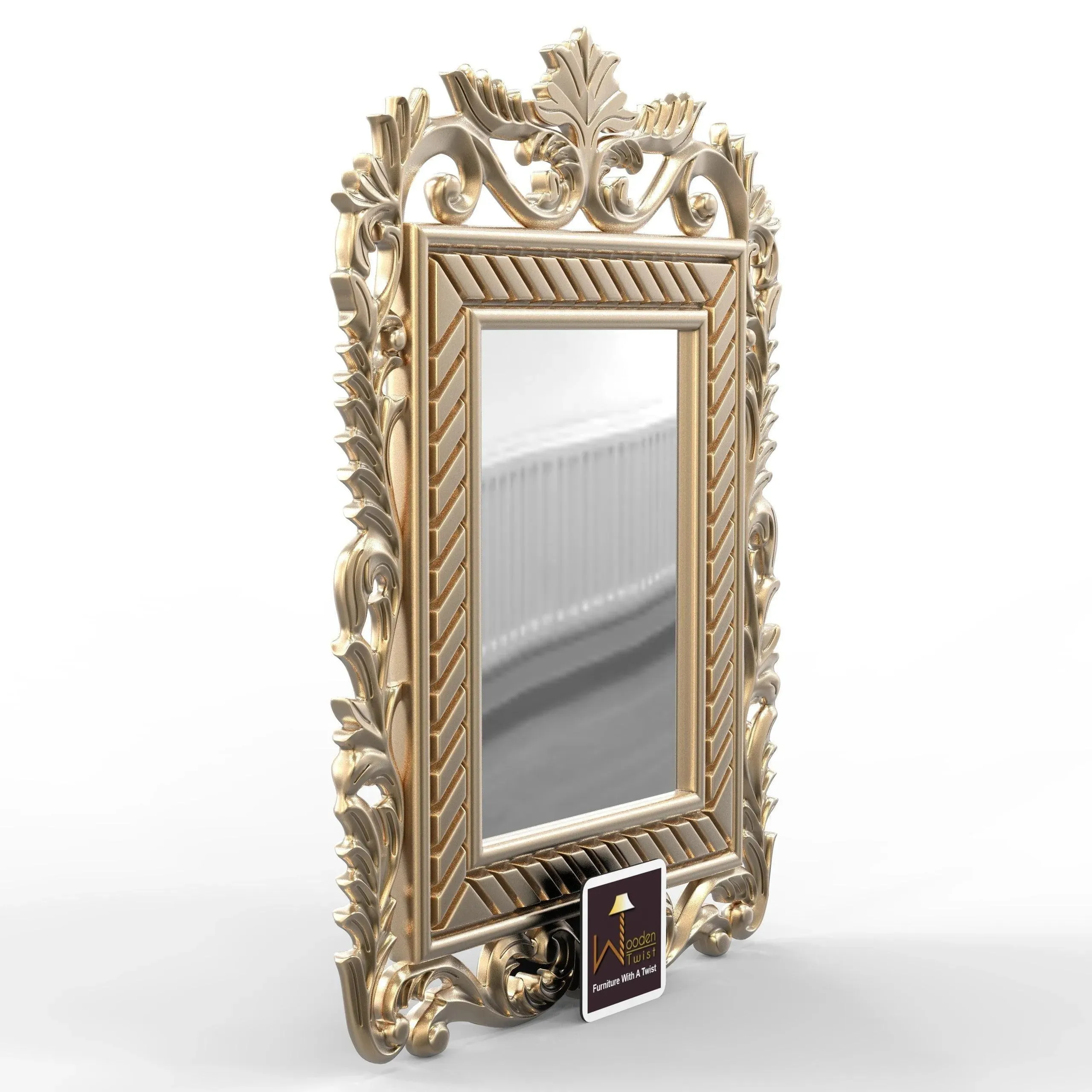 Wooden Carved Mirror (Golden)