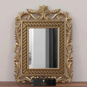 Wooden Carved Mirror (Golden)