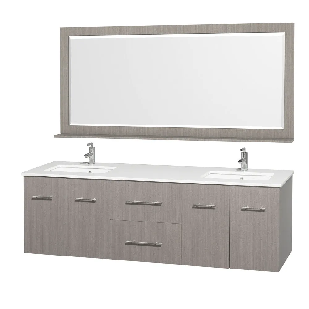 WYNDHAM COLLECTION Centra 72-inch Double Bathroom Vanity Set - Gray Oak