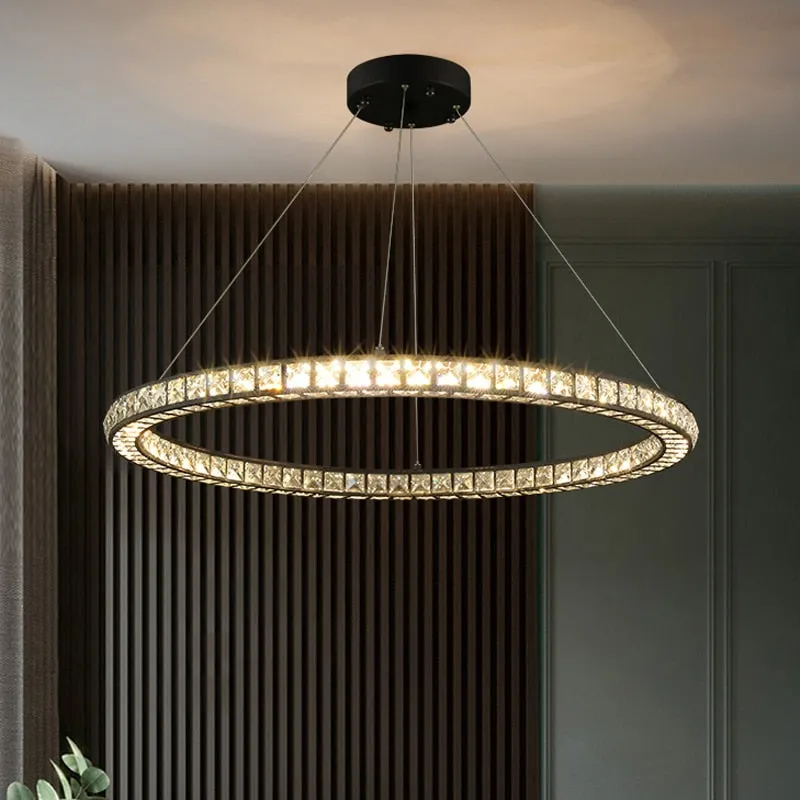 YLK Montaña New modern ring design black crystal decor suspension