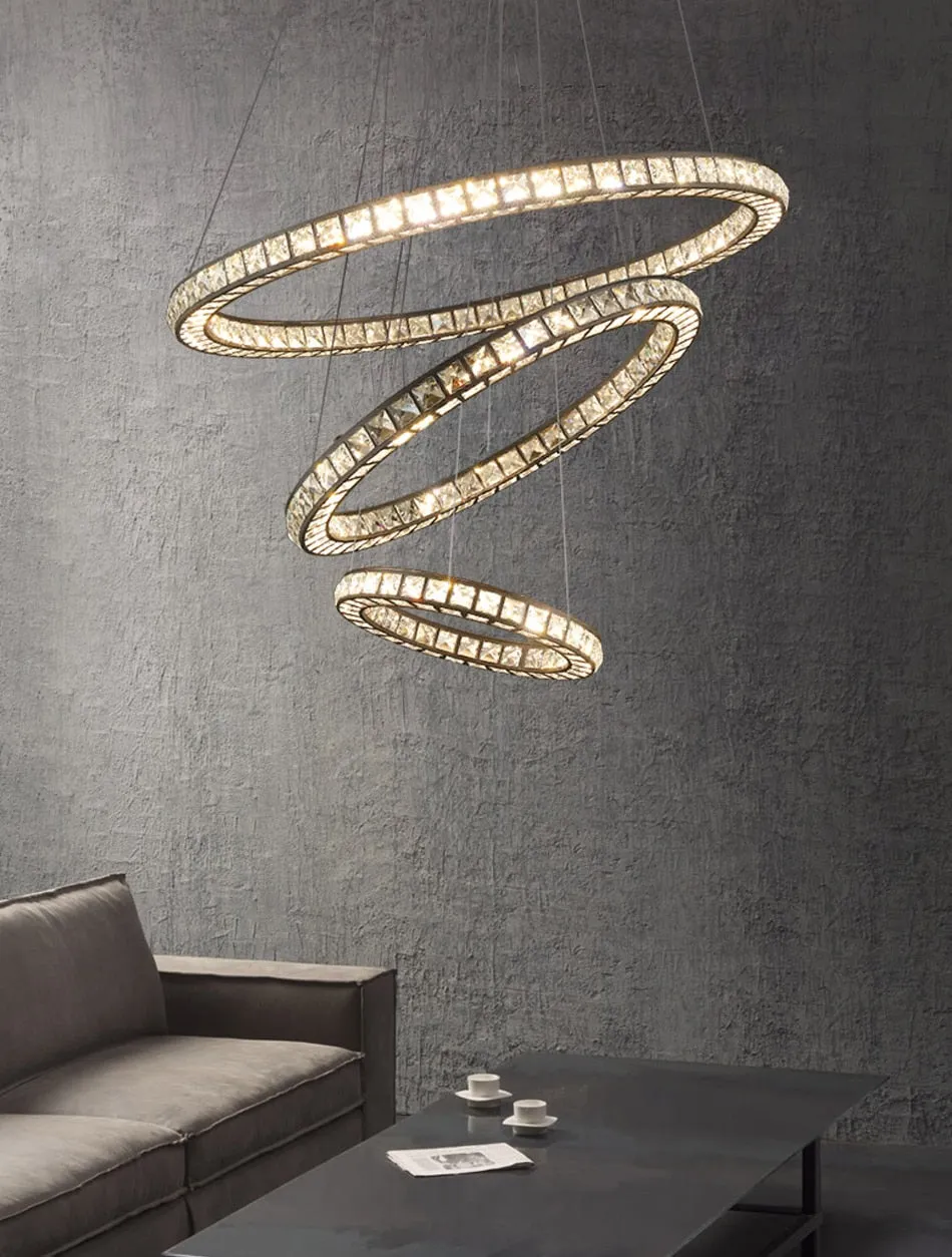 YLK Montaña New modern ring design black crystal decor suspension