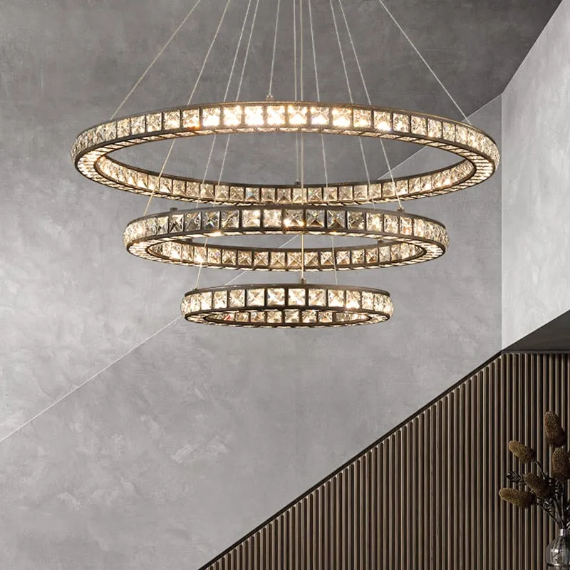 YLK Montaña New modern ring design black crystal decor suspension