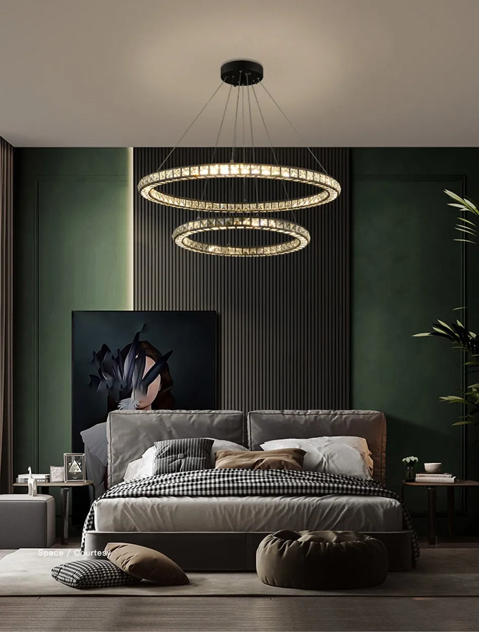 YLK Montaña New modern ring design black crystal decor suspension