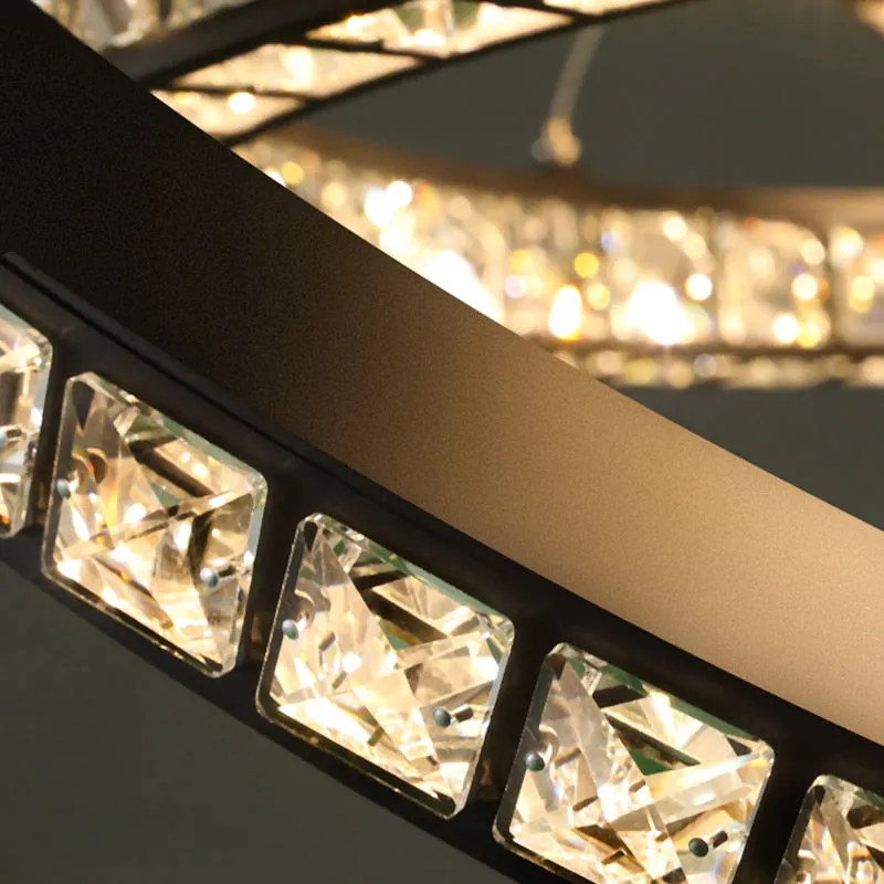 YLK Montaña New modern ring design black crystal decor suspension