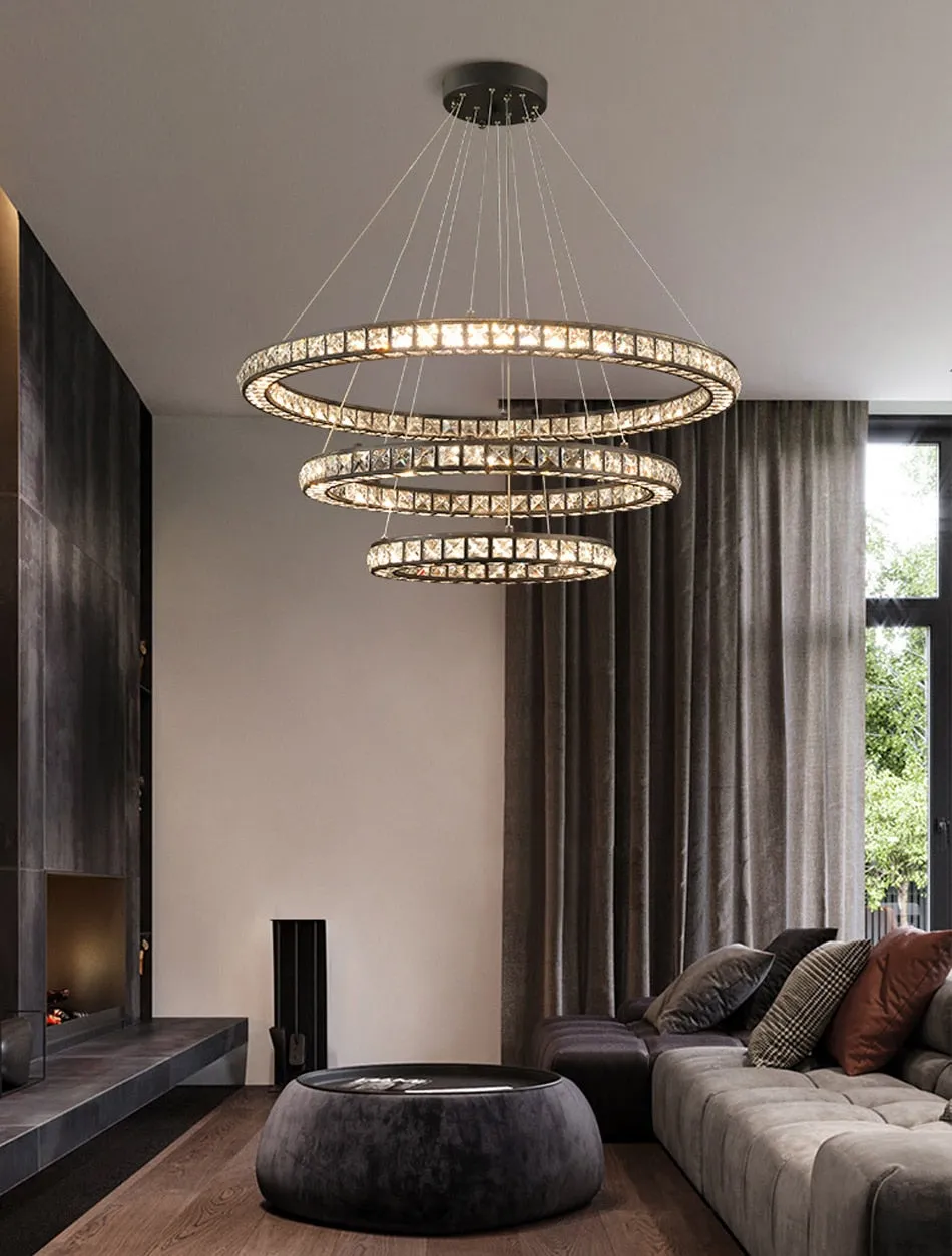 YLK Montaña New modern ring design black crystal decor suspension