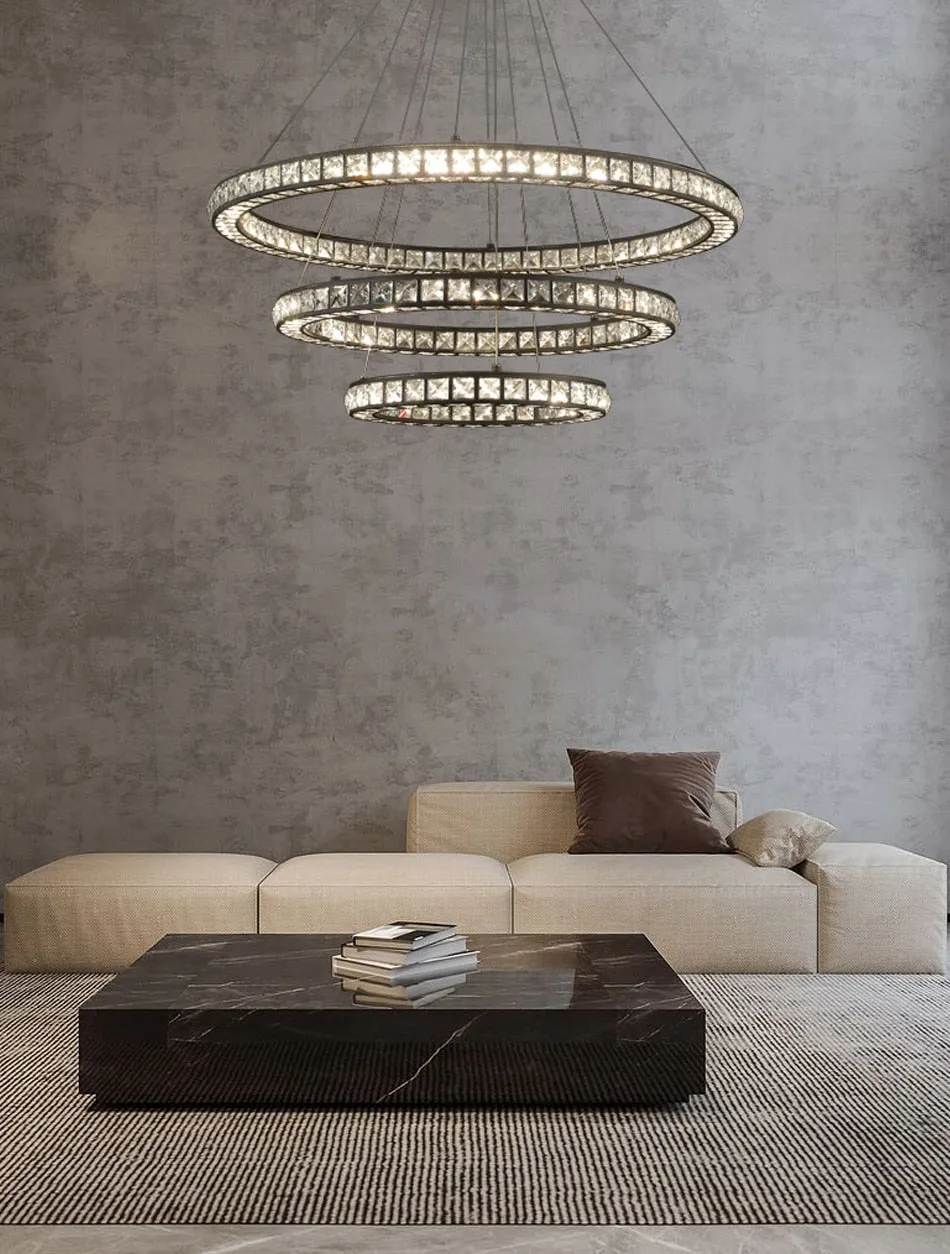 YLK Montaña New modern ring design black crystal decor suspension