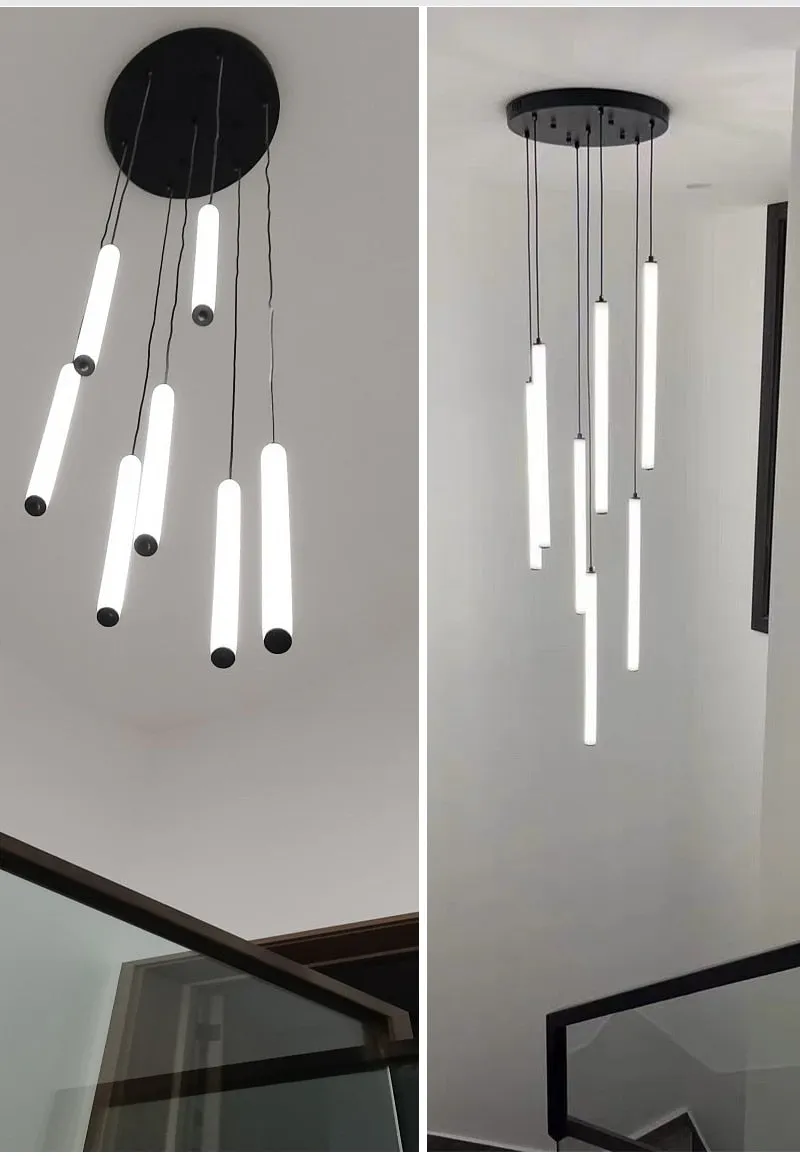YLK Tube modern long led chandelier for luxury black led strip light