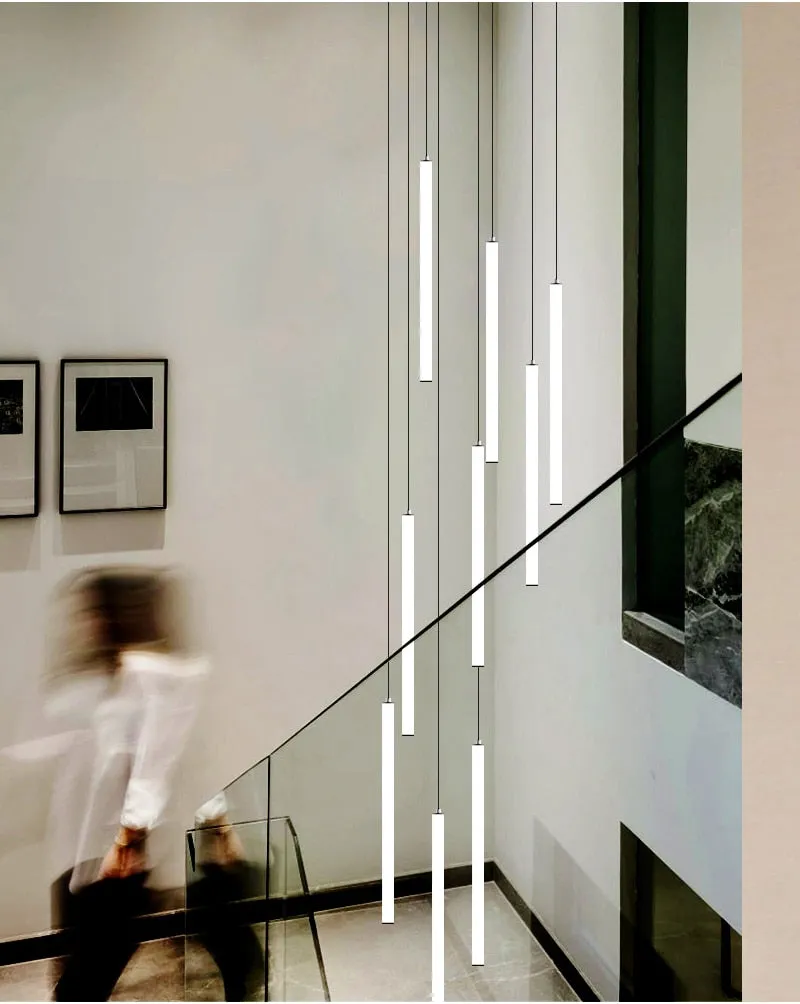 YLK Tube modern long led chandelier for luxury black led strip light