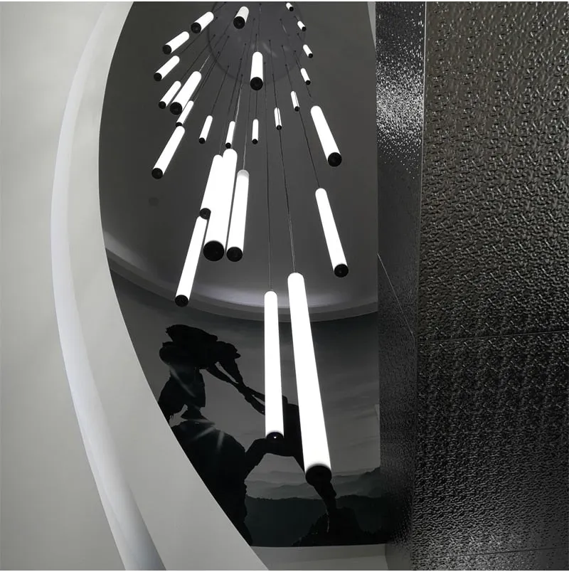 YLK Tube modern long led chandelier for luxury black led strip light