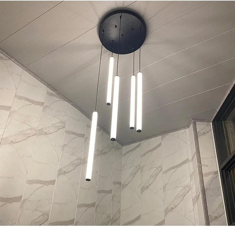 YLK Tube modern long led chandelier for luxury black led strip light