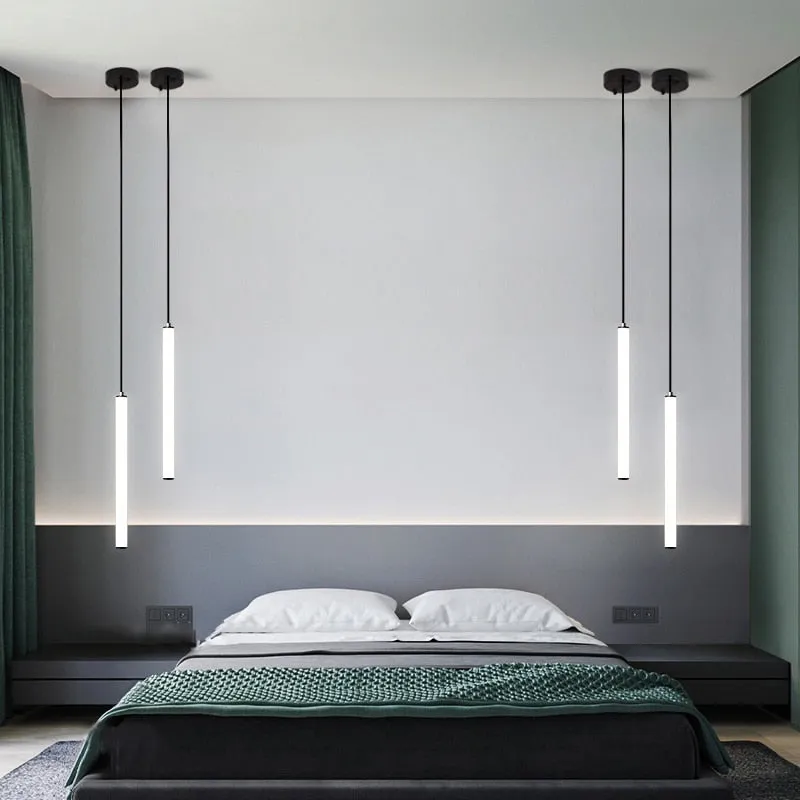 YLK Tube modern long led chandelier for luxury black led strip light