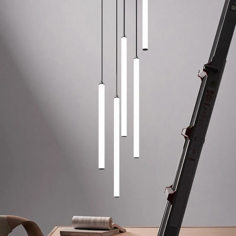 YLK Tube modern long led chandelier for luxury black led strip light