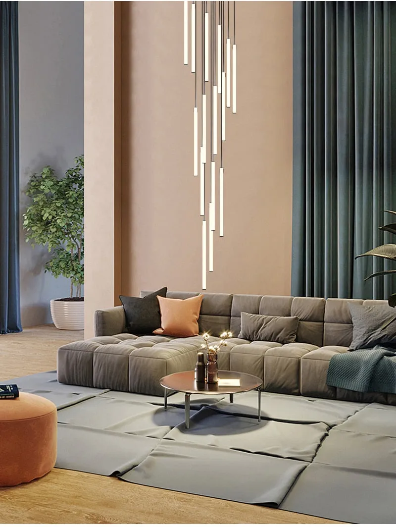 YLK Tube modern long led chandelier for luxury black led strip light