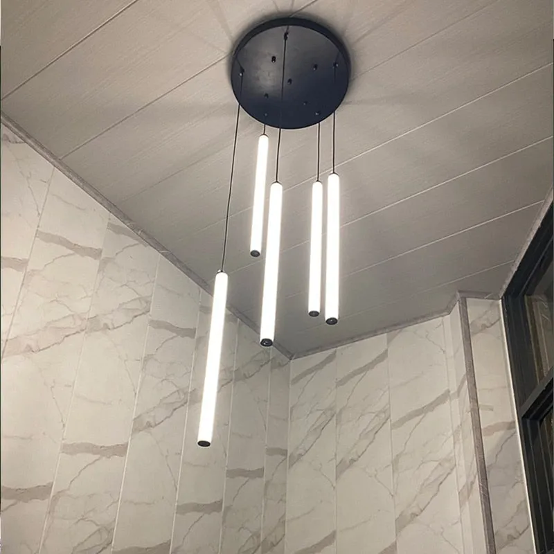 YLK Tube modern long led chandelier for luxury black led strip light