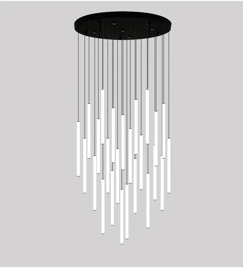 YLK Tube modern long led chandelier for luxury black led strip light