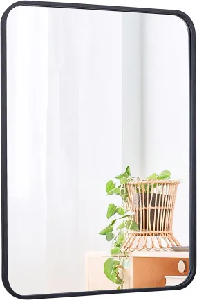 ZENY™ 22x30 Inch Black Wall Mirror for Bathroom, Wall Mounted Rectangular Entryways Decor Vanity Mirrors with Stainless Steel Metal Frame and Rounded Edge