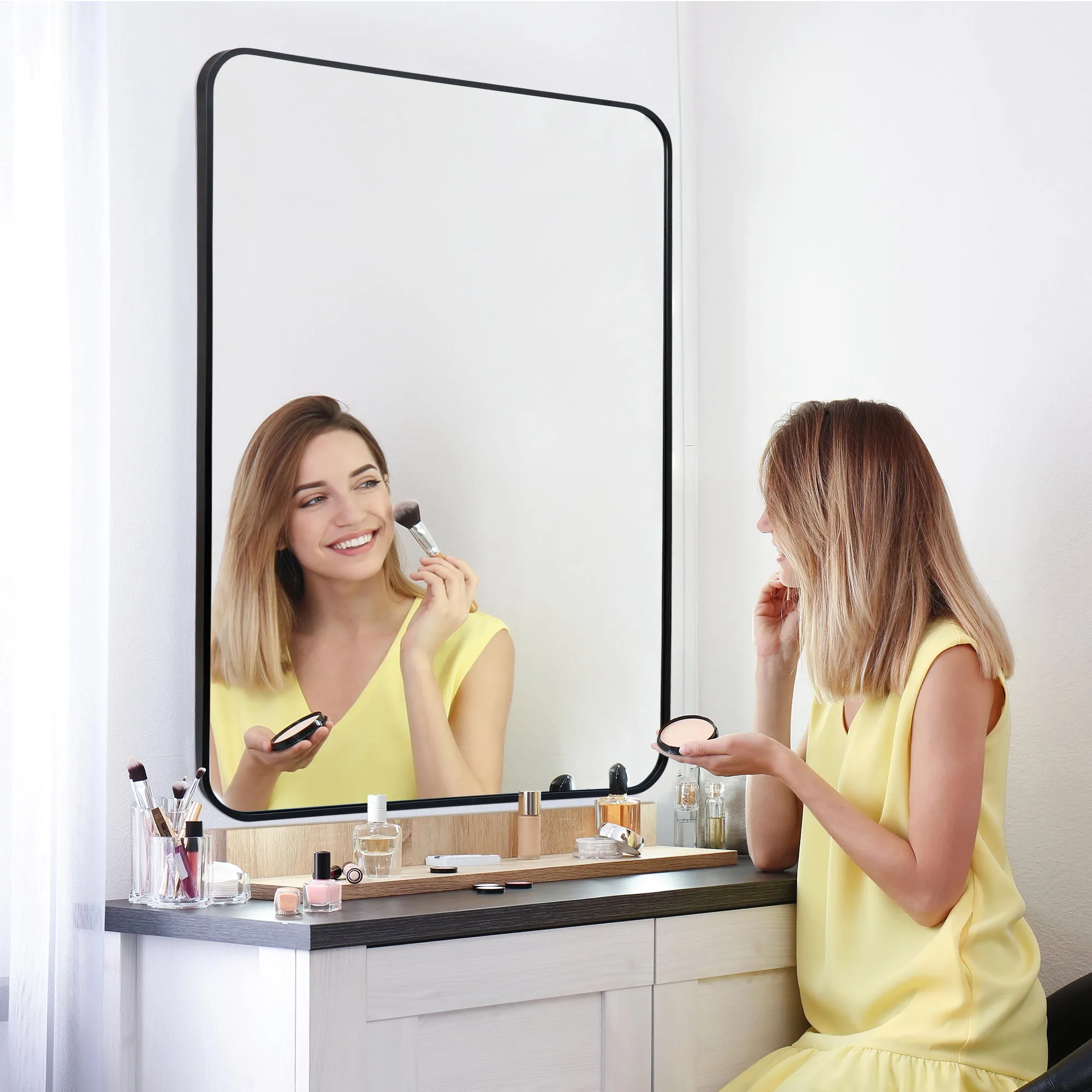 ZENY™ 24" x 36" Rectangular Wall Mirror with Metal Frame for Entryways, Bathrooms, Living Rooms