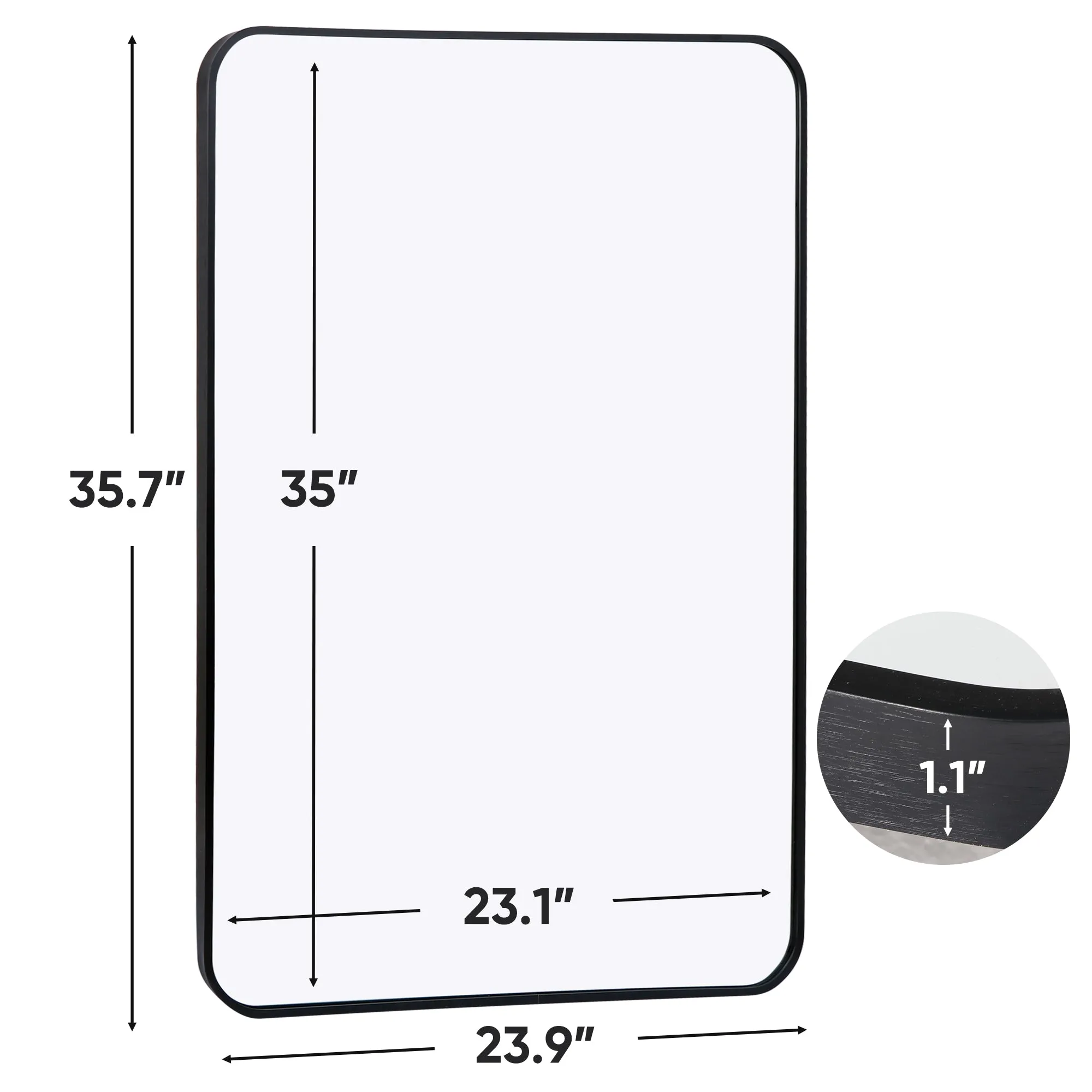 ZENY™ 24" x 36" Rectangular Wall Mirror with Metal Frame for Entryways, Bathrooms, Living Rooms
